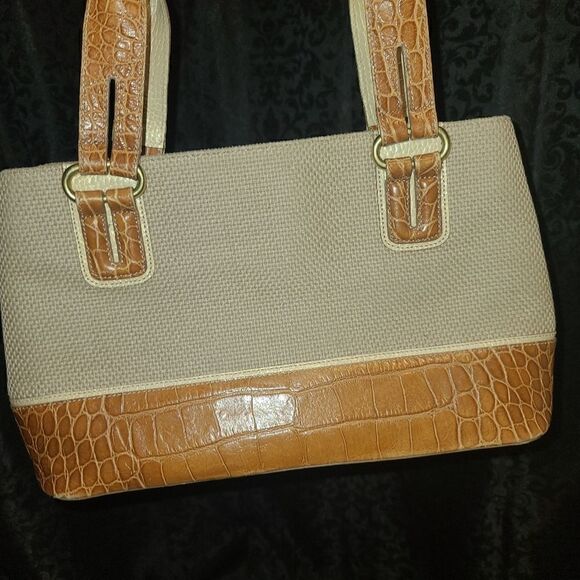 Brahmin | Canvas & Crocodile Shoulder Bag - Picture 4 of 10